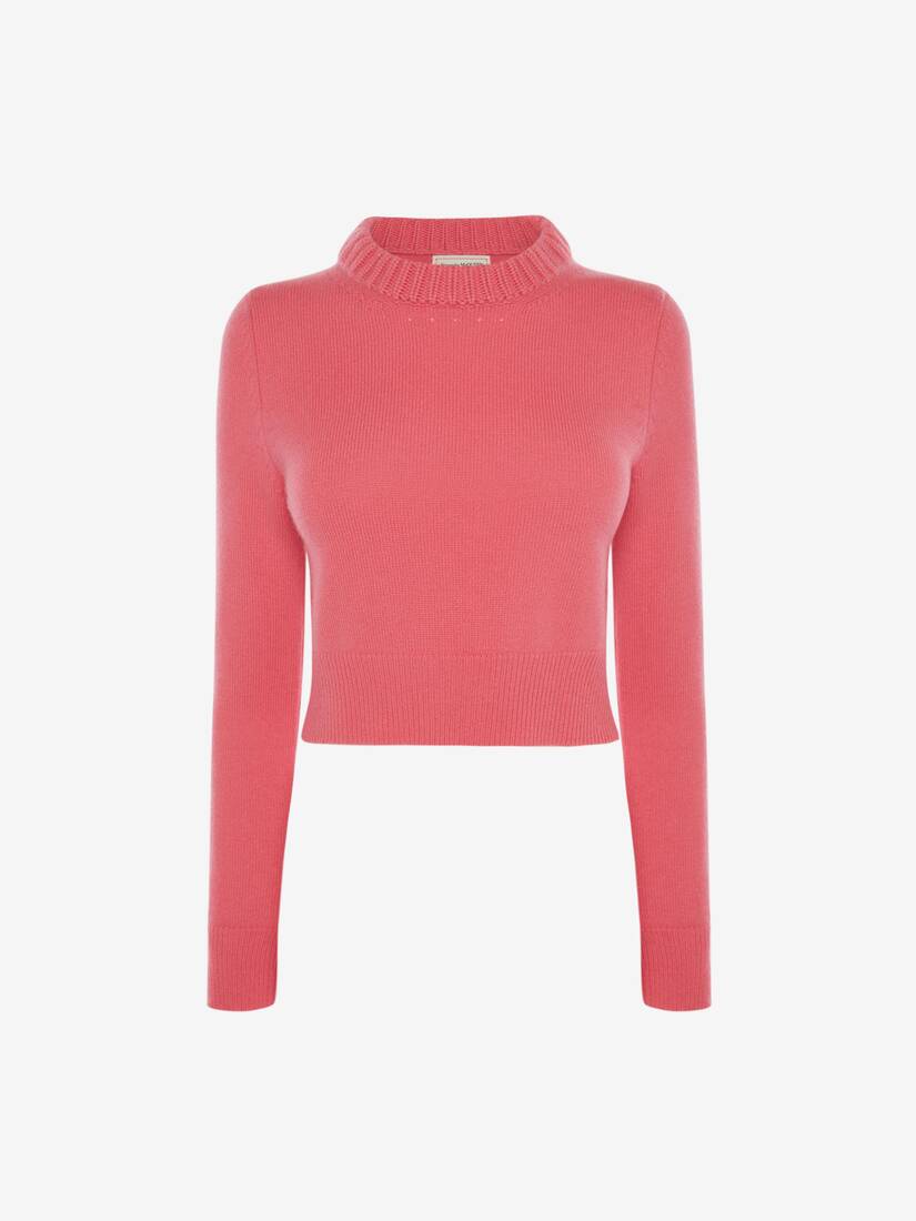 Prendas De Punto Alexander McQueen Cropped Cashmere Mujer - Fucsia - Mexico 730-AJHUXO